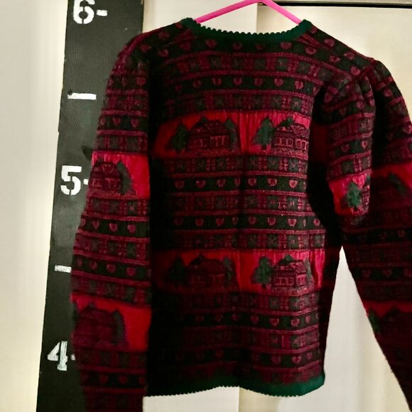 Eagles Eye 80s vintage wool sweater green and red size L but is modern S - Picture 10 of 10